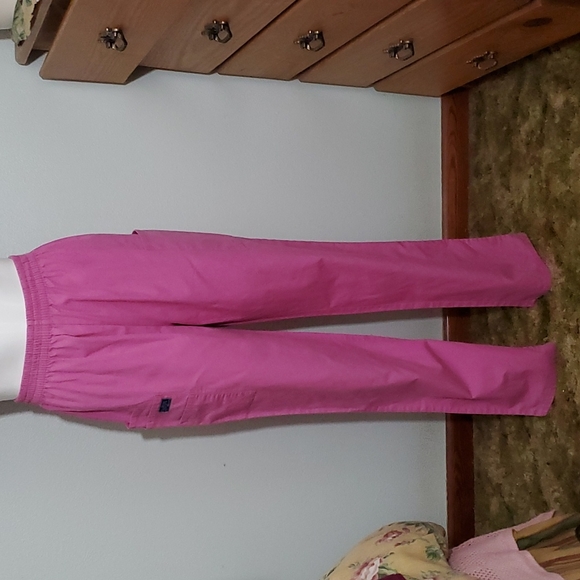 LYDIA'S SELECT Pink 4-Pocket Scrub Pants-Elastic Waist-Tall-EUC-Sz S - Picture 1 of 12